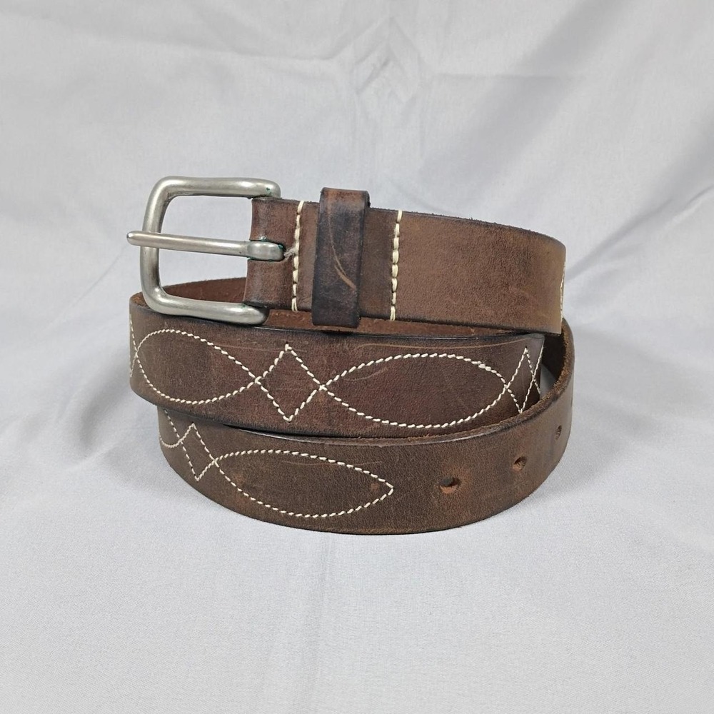 Genuine Leather Belt, Brown, 46 in.